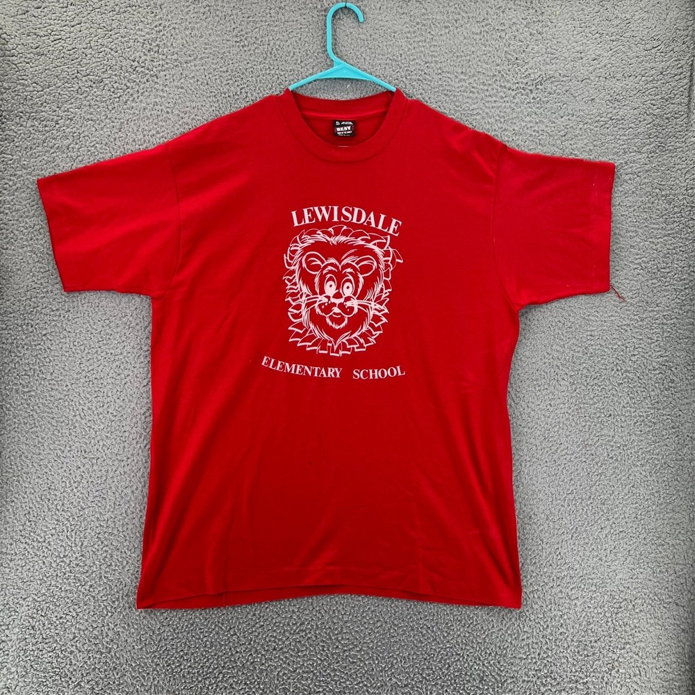 Vintage 90s Lewisdale Elementary School T Shirt Adult XL Red Single Stitch READ